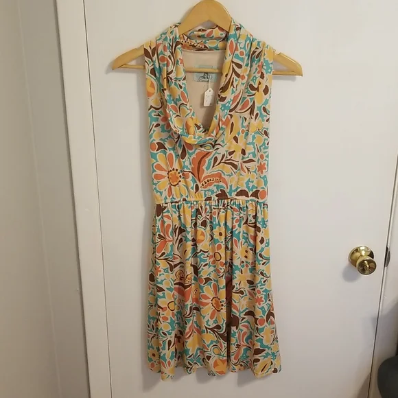 Judith March | Dresses | Judith March Beige And Aqua Floral Dress | Poshmark